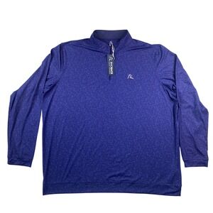 Rhoback Mens Quarter Q Zip Blue Golf Pullover 3XL XXXL Wall Street Print NEW NWT